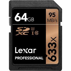 Lexar SDXC 64GB 633x 95MB/s Professional Class 10 UHS-I Card memorijska kartica LSD64GCB1EU633