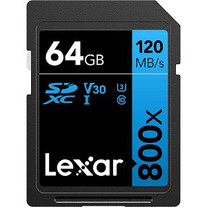 Lexar SDXC 64GB 800x 120MB/s UHS-I C10 V30 U3 4K UHD memorijska kartica (LSD0800064G)