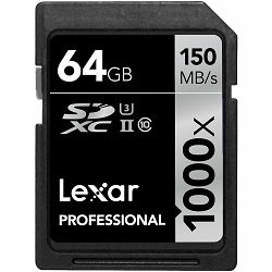 Lexar SDXC Card 64GB 1000x 150mb/s Professional UHS-II LSD64GCRBEU1000 SD memorijska kartica