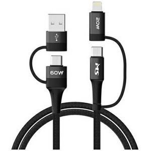 MS kabel USB-A 2.9/C na USB-C/Lightning 4u1 1m crni