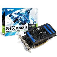 MSI Video Card GTX 650 Ti GDDR5 1GB/128bit, 954MHz/5400MHz, PCI-E 3.0 x16, mini HDMI, 2xDVI, VGA Cooler (Double Slot), Retail