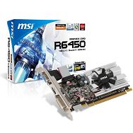 MSI Video Card Radeon HD 6450 DDR3 1024MB/64bit, 570MHz/1000MHz, PCI-E 2.1 x16, HDMI, DVI, VGA Heatsink, Retail