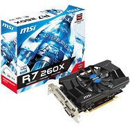 MSI Video Card Radeon R7 260X GDDR5 2GB/128bit, 1050MHz/6000MHz, PCI-E 3.0 x16, DP, HDMI, 2x DVI, VGA Cooler(Double Slot), Retail