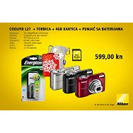 Nikon COOLPIX L27 + punjač + baterije + 4GB kartica + torbica