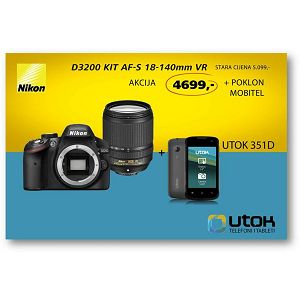 Nikon D3200 + 18-140 VR + POKLON MOBITEL Utok 351D ( KIT with AF 18-140VR 18-140mm )