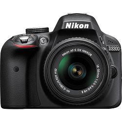 Nikon D3300 + AF-P 18-55 VR KIT Black crni DSLR digitalni fotoaparat i DX Nikkor18-55mm F/3.5-5.6G objektiv 18-55VR (VBA390K008)