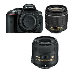 Nikon D5300 + AF-P 18-55 VR + 40mm f/2.8G ED KIT Black DSLR fotoaparat s dva objektiva AF-P 18-55VR i 40 f/2.8 F2.8 2.8 G macro