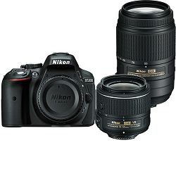 Nikon D5300 + AF-P 18-55 VR + 55-300 VR KIT VBA370K012 DSLR digitalni fotoaparat Camera with 18-55VR f/3.5-5.6 + 55-300mm f/4.5-5.6G ED VR 55-300VR Lens APS-C DX objektiv