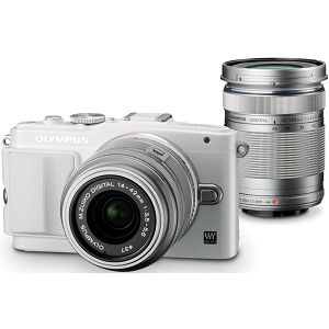 Olympus E-PL6 Body white + EZ-M1442 II R silver & EZ-M4015 R silver incl. Charger + Battery 14-42mm 40-150 Micro Four Thirds MFT - PEN Camera digitalni fotoaparat V205052WE000
