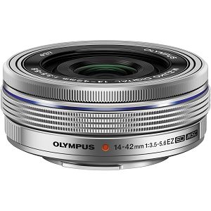 Olympus M.ZUIKO DIGITAL ED 14-42mm 1:3.5-5.6 EZ (pancake zoom) / EZ-M1442EZ silver Micro Four Thirds MFT - PEN Camera objektiv lens lenses V314070SE000