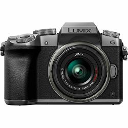 Panasonic Lumix G7 + 14-42mm f/3.5-5.6 + 45-150mm f/4-5.6 Asph Mega O.I.S. Silver 4K Mirrorless bezrcalni digitalni fotoaparat DMC-G7WEG DMC-G7 s objektivom G Vario 14-42 Micro Four Thirds DMC-G7WEG-S