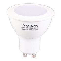 Patona LED GU10 SMD 2835 6W 50x55mm 460LM 3000K 230V/50-60Hz A+ 100 warmwhite milkcover plastic body
