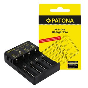 Patona USB Charger za baterije CR123A, AA, AAA, micro, mignon, 8650, 10440, 14500, 14650, 16340, 16650, 17650, 17670, 18350, 18490, 18500, 18700, 20700, 21700, 22650, 22700, 25500, 26650, 26700