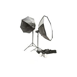 Quadralite komplet studijska rasvjeta 2x 300Ws bljeskalice + 2x Softbox Octa 120cm + 2x stalak 260cm