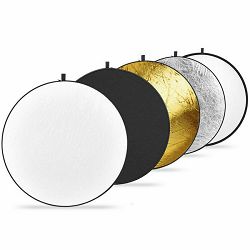 Quenox dosvjetljivač 5u1 80cm bijeli srebreni zlatni crni transparentni 5-in-1 Collapsible Reflector Disc