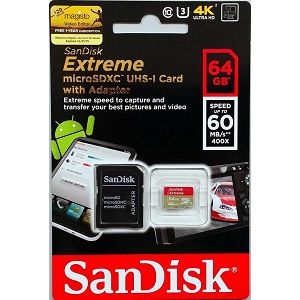 SanDisk Extreme microSDHC 60MB/s 64GB+SD Adapter+Rescue Pro Deluxe Class10 UHS-I Micro Memory card