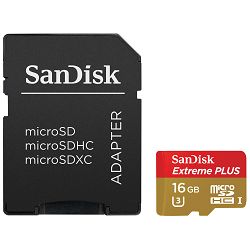 SanDisk Extreme Plus microSDHC 16GB SD Adapter+ Rescue Pro Deluxe 95MB/s Class 10 UHS-I U3 SDSQXSG-016G-GE6CA Memorijska kartica