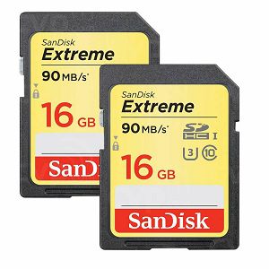SanDisk Extreme Plus SDHC 16GB, 90MB/s - Class 10 UHS-I U3 2-pack SDSDXSF-016G-GNCI2 Memorijska kartica