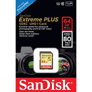 SanDisk Extreme Plus SDXC 64GB, 80MB/s UHS 1, C10 SDSDXS-064G-X46