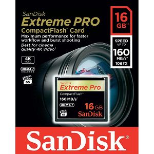 SanDisk Extreme Pro CF 160MB/s 16 GB VPG 65 UDMA 7 SDCFXPS-016G-X46 compact flash card