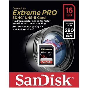 SanDisk Extreme Pro SDHC 16GB 280MB/s UHS-II SDSDXPB-016G-G46 memorijska kartica