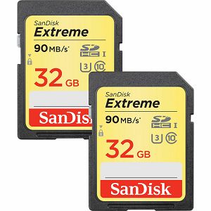 SanDisk Extreme SDHC Card 32GB 90MB/s Class 10 UHS-I U3 2-pack SDSDXNE-032G-GNCI2 Memorijska kartica 