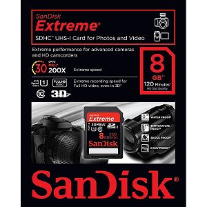 SanDisk Extreme SDHC Card 8GB 30MB/s SDSDX-008G-X46 memorijska kartica