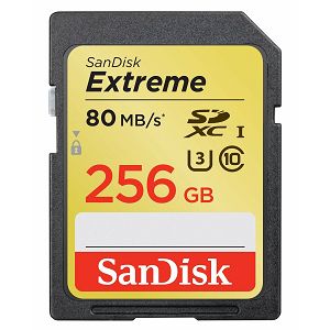 SanDisk Extreme SDXC Card 256GB 80MB/s Class 10 UHS-I SDSDXN-256G-G46 Memory card