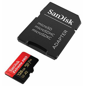 SanDisk microSD 128GB 200MB/S Extreme Pro + SD Adapter+ Rescue Pro Deluxe memorijska kartica (SDSQXCD-128G-GN6MA)