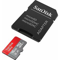 SanDisk microSDHC 16GB 98MB/s A1 Class 10 UHS-I + SD Adapter + Memory Zone App Ultra Android memorijska kartica (SDSQUAR-016G-GN6MA)