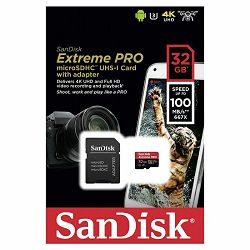 SanDisk microSDHC 32GB 100MB/s + SD Adapter + Rescue Pro Deluxe Extreme Plus A1 C10 V30 UHS-I U3 memorijska kartica (SDSQXBG-032G-GN6MA)