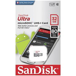 SanDisk microSDHC 32GB 80MB/s Class 10Ultra Android memorijska kartica (SDSQUNS-032G-GN3MN)