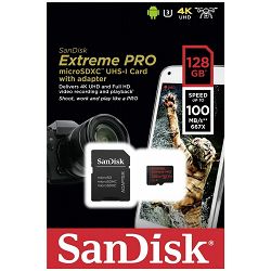 SanDisk microSDXC 128GB 100MB/s + SD Adapter + Rescue Pro Deluxe Extreme Plus A1 C10 V30  UHS-I U memorijska kartica (SDSQXBG-128G-GN6MA)