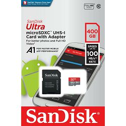 SanDisk microSDXC 400GB 100MB/s A1 Class 10 UHS-I + SD Adapter + Memory Zone App Ultra Android memorijska kartica (SDSQUAR-400G-GN6MA)