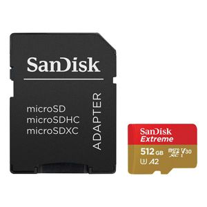 SanDisk microSDXC 512GB R190MB/s W130MB/s A2 C10 V30 UHS-I U3 + SD Adapter + Rescue Pro Deluxe Extreme memorijska kartica (SDSQXAV-512G-GN6MA)