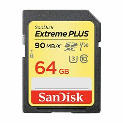 SanDisk SDXC 64GB 90MB/s Extreme Plus V30 UHS-I U3 memorijska kartica (SDSDXWF-064G-GNCIN)