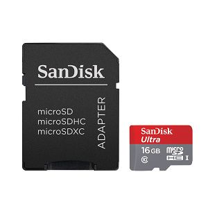 SanDisk Ultra Android microSDHC 16GB + SD Adapter + Memory Zone Android App 48MB/s Class 10 SDSDQUAN-016G-G4A Micro Memory card