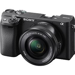 Sony Alpha a6400 + PZ 16-50 f/3.5-5.6 OSS KIT Black Mirrorless Digital Camera crni bezrcalni digitalni fotoaparat i zoom objektiv SELP1650 16-50mm f3.5-5.6 ILCE-6400LB (ILCE6400LB.CEC)