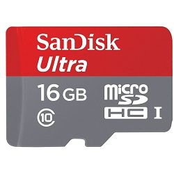 SanDisk Ultra Android microSDHC 16GB SD Adapter + Memory Zone Android App 80MB/s Class 10 UHS-I SDSQUNC-016G-GN6TA Memorijska kartica