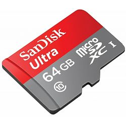 SanDisk Ultra Android microSDXC 64GB SD Adapter + Memory Zone Android App 80MB/s Class 10 UHS-I SDSQUNC-064G-GN6TA Memorijska kartica