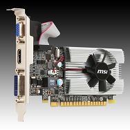 Video Card MSI GeForce 210 DDR3  1GB/64bit, 589MHz/1000MHz, PCI-E 2.0 x16, HDTV+HDCP, HDMI, DVI, VGA, VGA Cooler, Retail