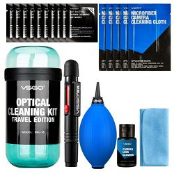 VSGO DKL-15B Blue Optical cleaning KIT travel edition (1x Mini Air blower + 1x Lens Pen + 5x 15x15cm mikofibra + 1x Cleaning Cloth + 1x 30ml tekućina + 10x Wet wipes)