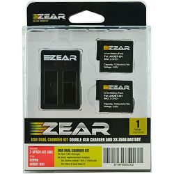 Zear KIT 2x Battery AHDBT-501, AABAT-001 HERO5 / HERO6 1220mAh + USB Dual Charger