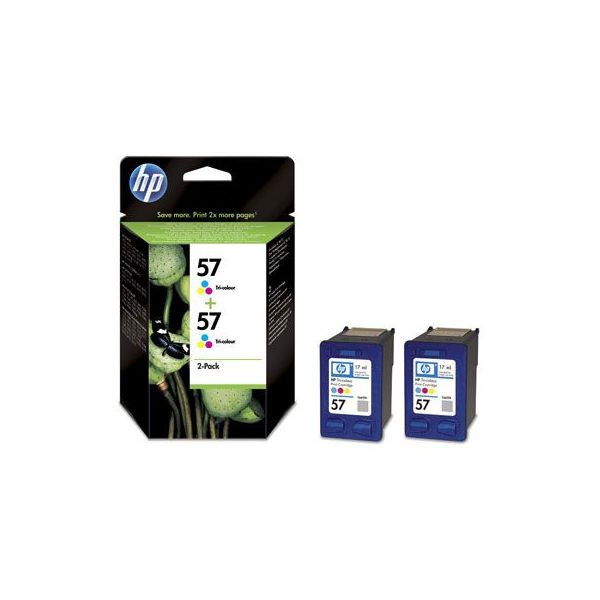 2-pack HP 57 Tri-Colour tinta