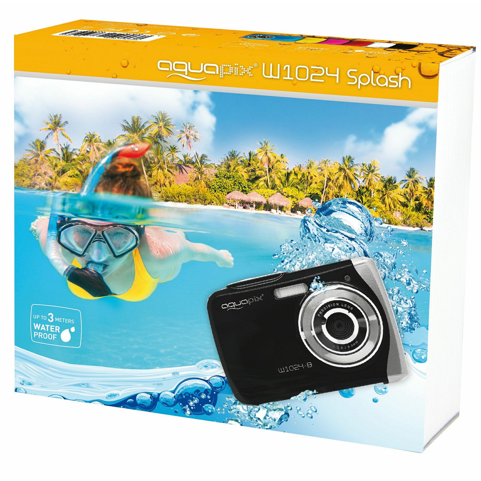 Aquapix W1024-B "Splash" Black (10017) 10MP 4x zoom LCD podvodni vodonepropusni digitalni fotoaparat do 3m Waterproof digital camera