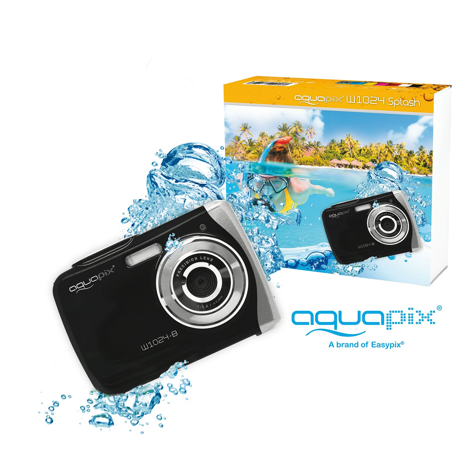 Aquapix W1024-B "Splash" Black (10017) 10MP 4x zoom LCD podvodni vodonepropusni digitalni fotoaparat do 3m Waterproof digital camera