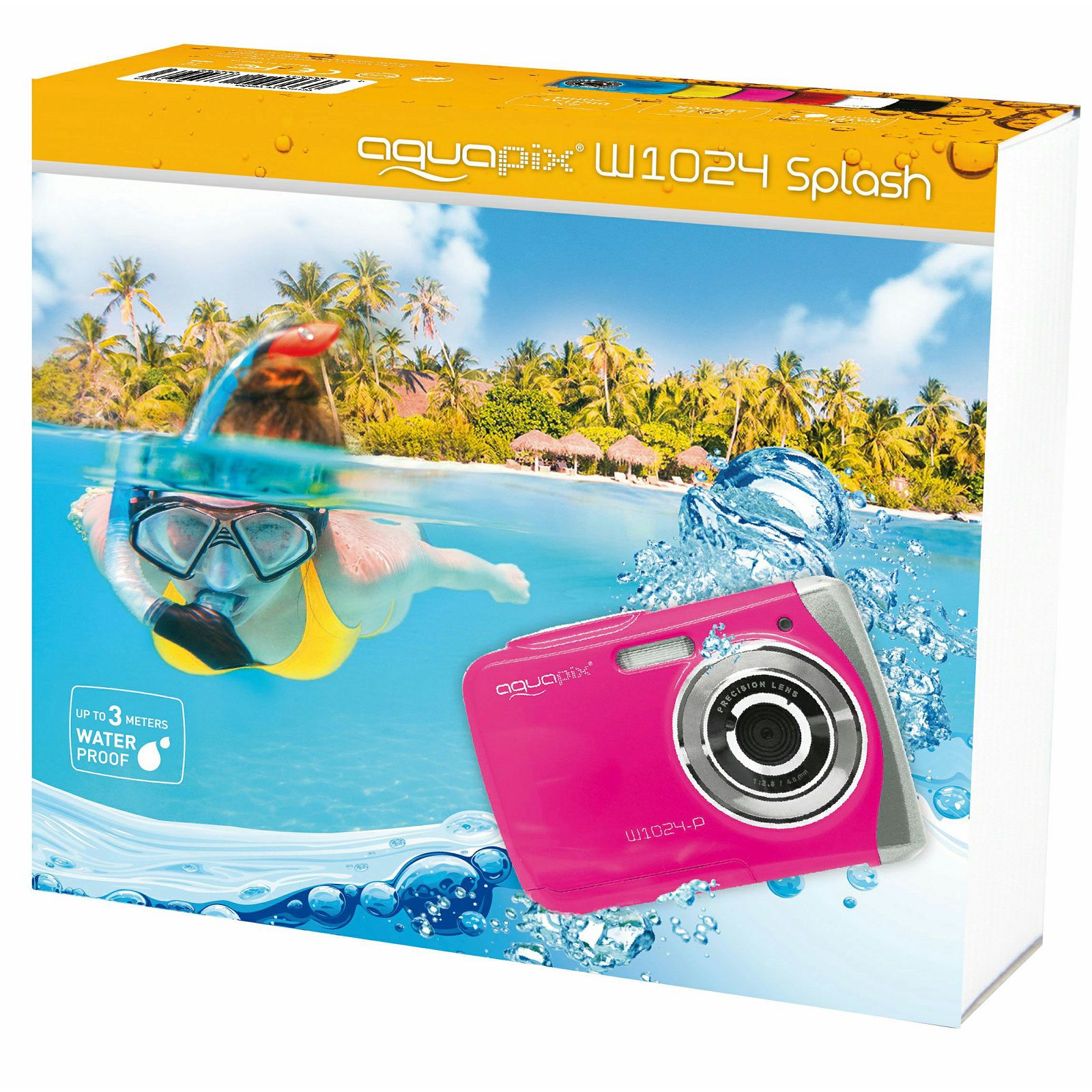 Aquapix W1024-P "Splash" Pink (10013) 10MP 4x zoom LCD podvodni vodonepropusni digitalni fotoaparat do 3m Waterproof digital camera