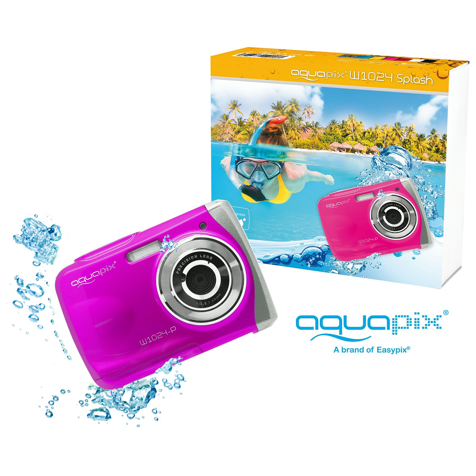 Aquapix W1024-P "Splash" Pink (10013) 10MP 4x zoom LCD podvodni vodonepropusni digitalni fotoaparat do 3m Waterproof digital camera