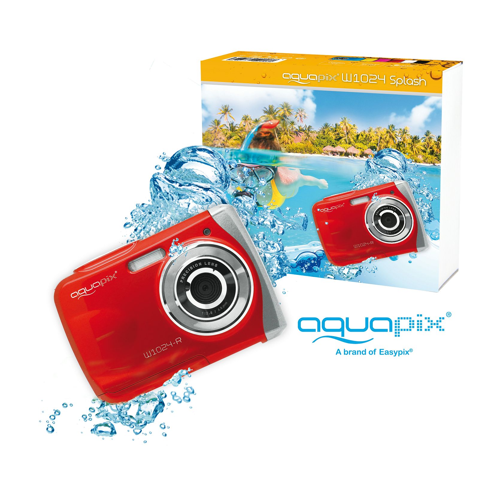 Aquapix W1024-R "Splash" Red (10016) 10MP 4x zoom LCD podvodni vodonepropusni digitalni fotoaparat do 3m Waterproof digital camera