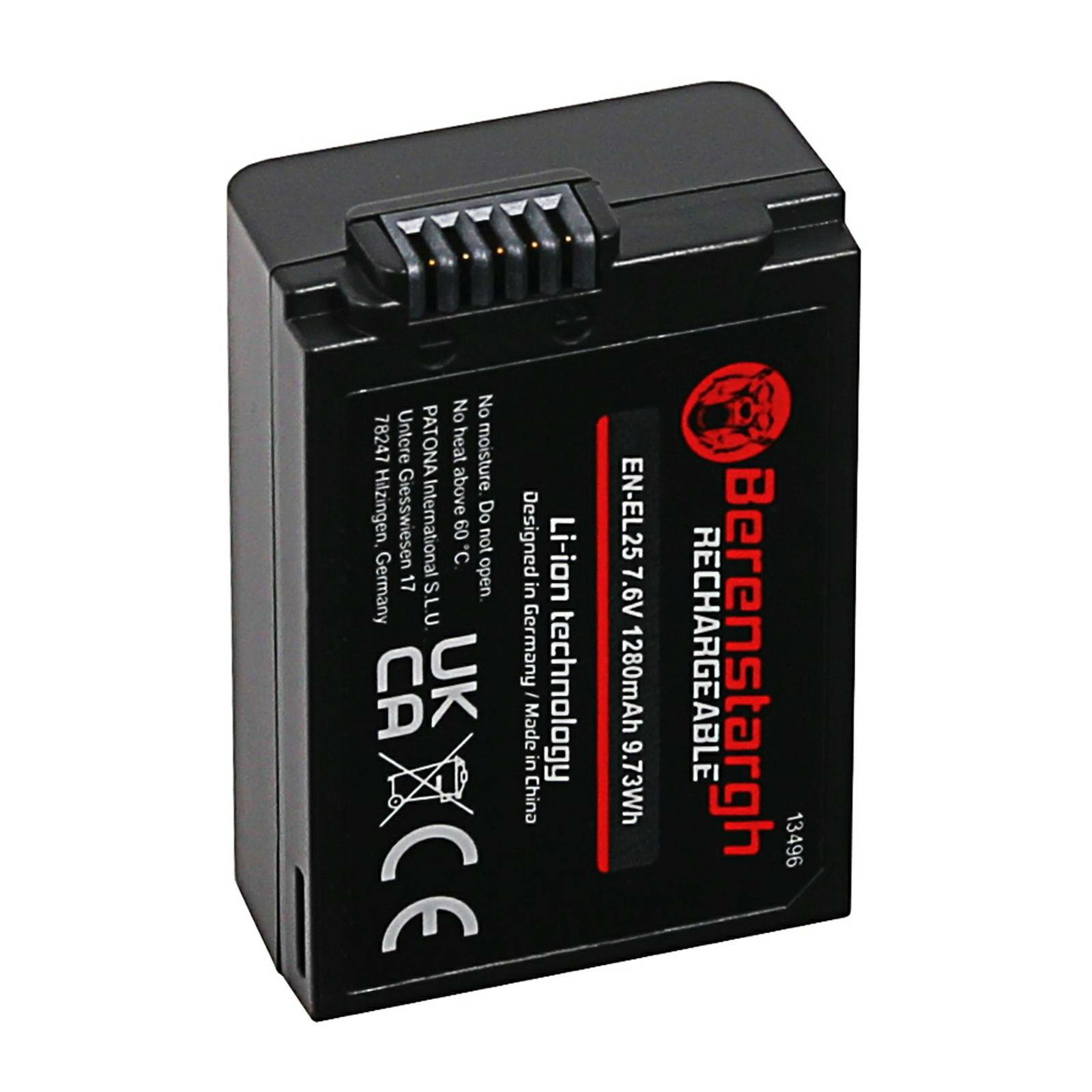 Berenstargh EN-EL25 1280mAh 9.73Wh 7.6V baterija za Nikon Z50, Z30, Z fc Lithium-Ion Battery Pack